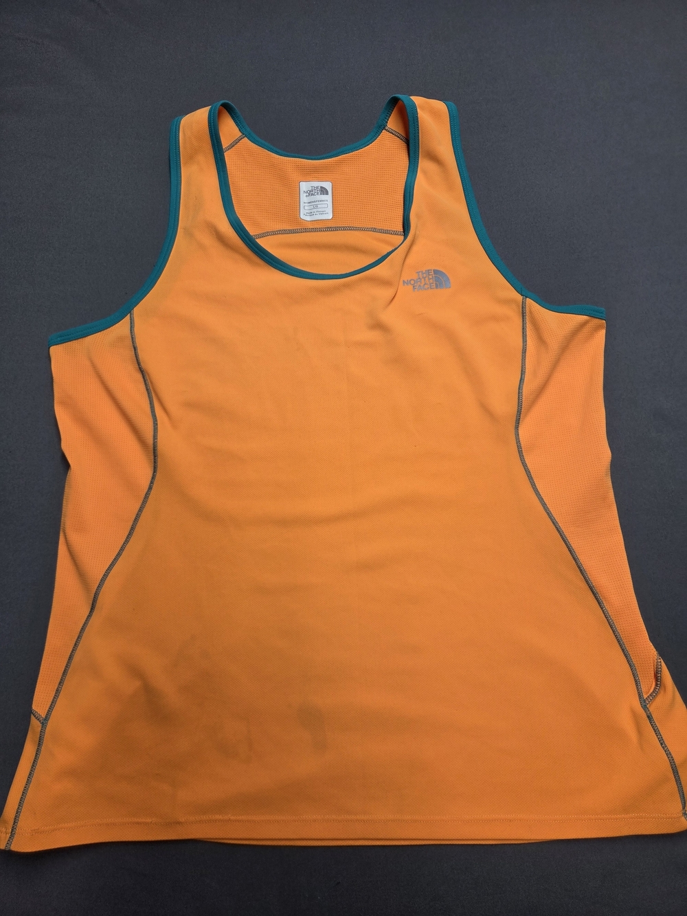 The North Face Orange Teal Athletic Tank Top Women's Size Large L G Flaw